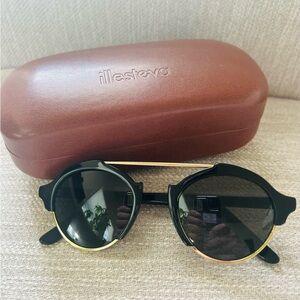 Illesteva Milan IV Sunglasses in Black and Silver frame with Grey lens